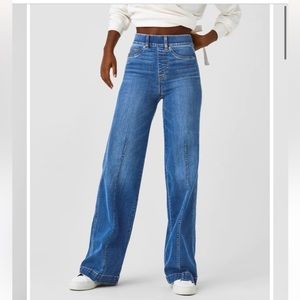 SPANX seamed front, wide leg jeans